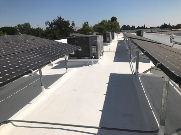 commercial roof with spray foam